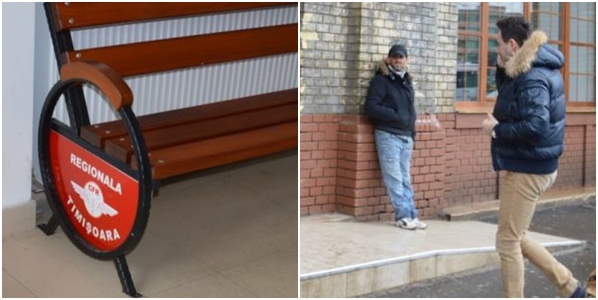 FOTO | Falcă a mers în gară cu o șurubelniță, să demonteze tăblițe de pe bănci pe care scrie ”Timișoara”