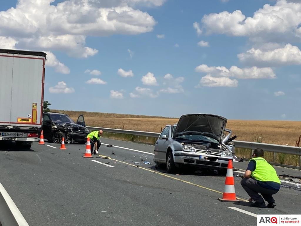 Accident mortal între un BMW și un VW pe autostrada Arad-Timișoara (FOTO)
