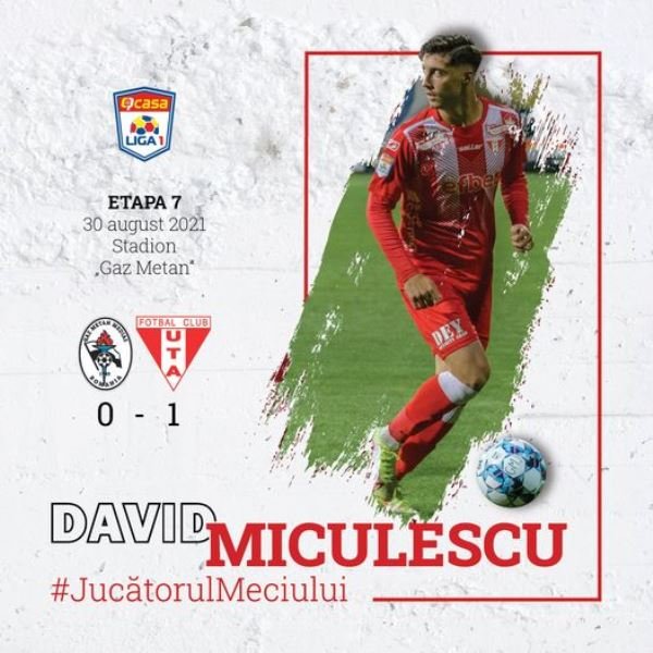 Cine spune despre Miculescu că joacă un FOTBAL TOTAL; utistul a fost jucătorul meciului la Mediaş şi face parte din echipa etapei