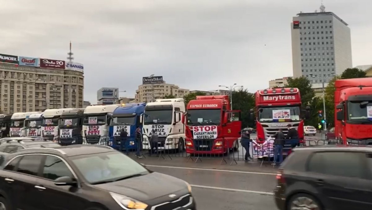 Protest al transportatorilor în Capitală. Mitingul de la Arad a fost anulat