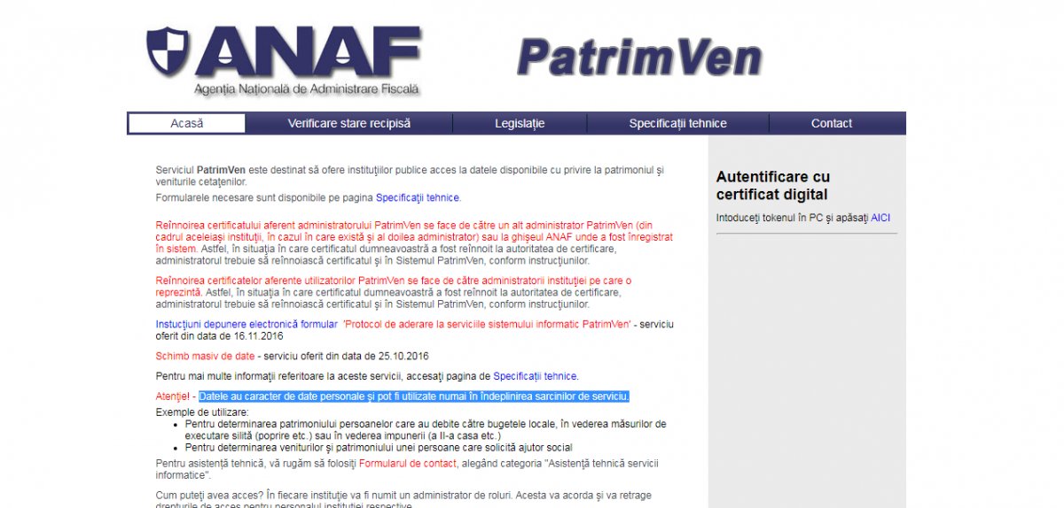 Autorităţile publice, atenţionate de Fisc: înrolarea în PatrimVen devine obligatorie începând cu 1 martie 2022