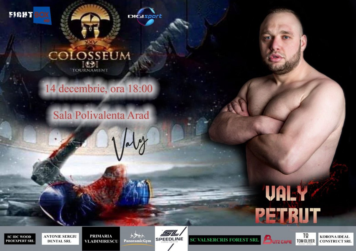 Valy Petruț revine în circuitul profesionist de kickboxing exact la Arad, în Colosseum Tournament