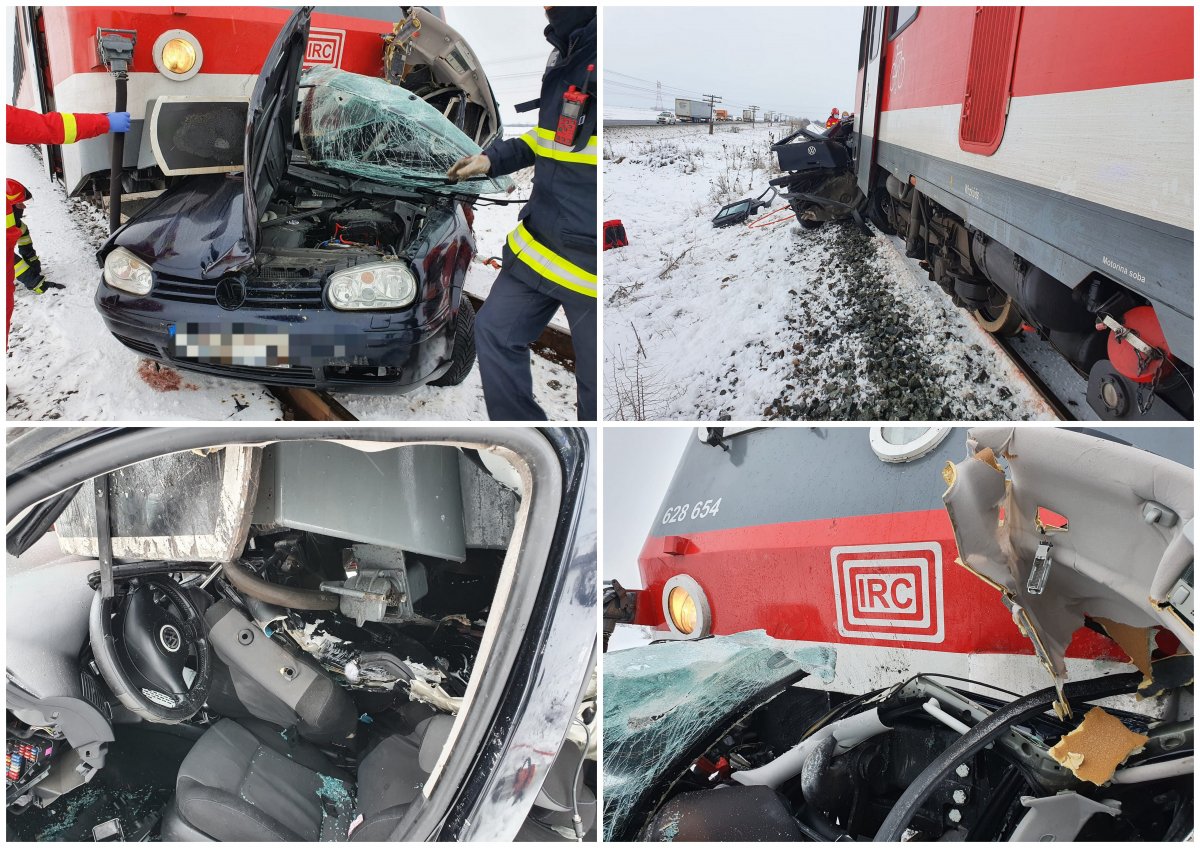 O femeie de 22 de ani, moartă în urma unui accident între un tren și un autoturism la Nădab
