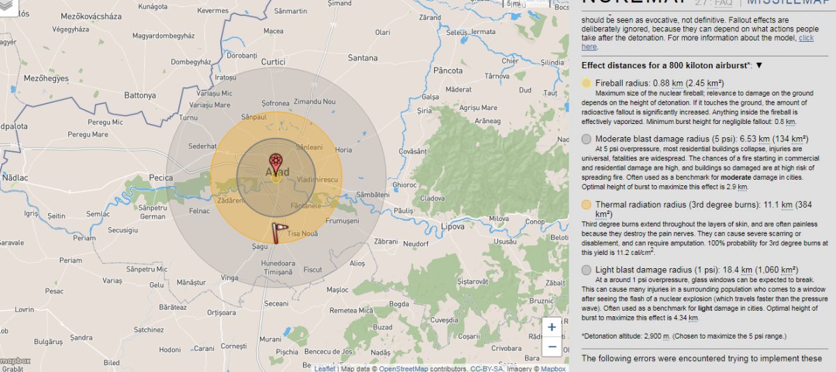 Simulare: ce efecte ar avea asupra Aradului explozia unei bombe nucleare