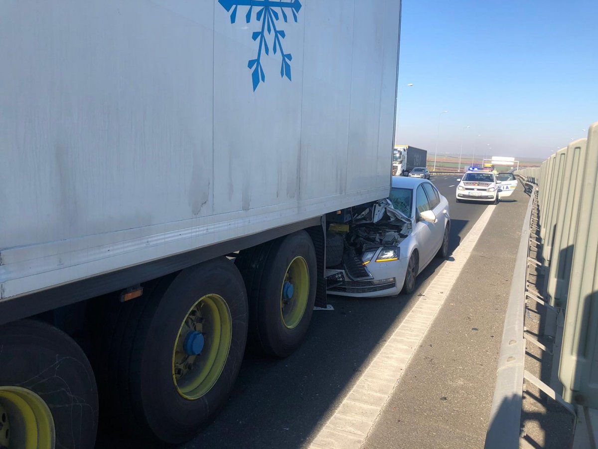 Accident în lanț pe autostrada Arad-Timișoara (FOTO)