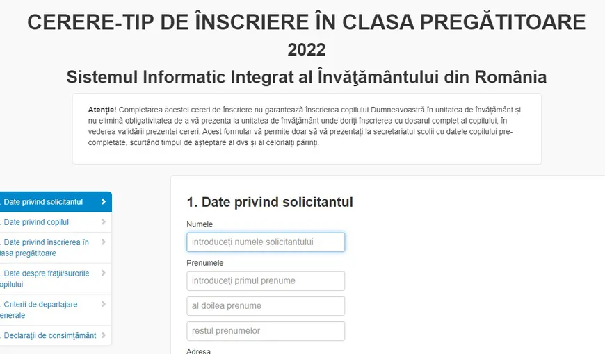 ÎNSCRIERE clasa pregătitoare 2022. Părinţii pot depune cererile, inclusiv online