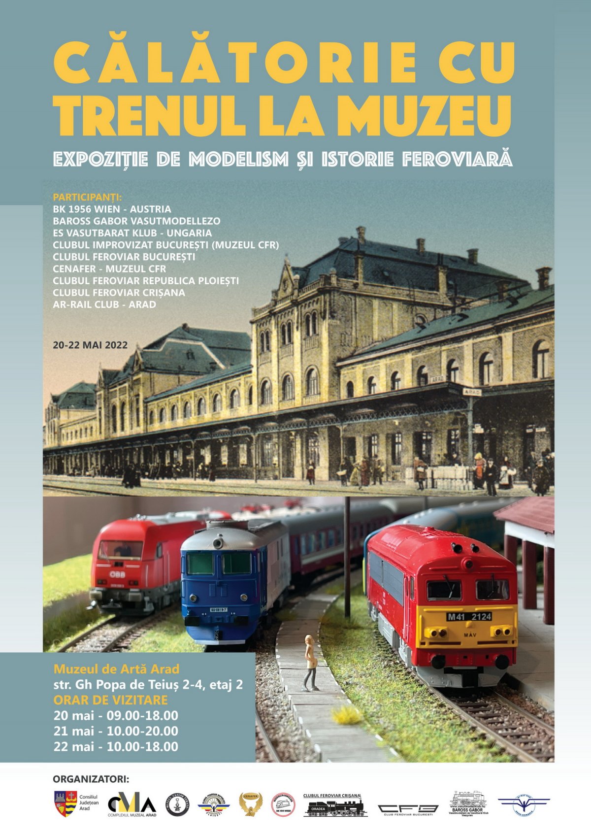 ”Călătorie cu trenul la muzeu”: expoziție de modelism și istorie feroviară la Muzeul de Artă ARAD