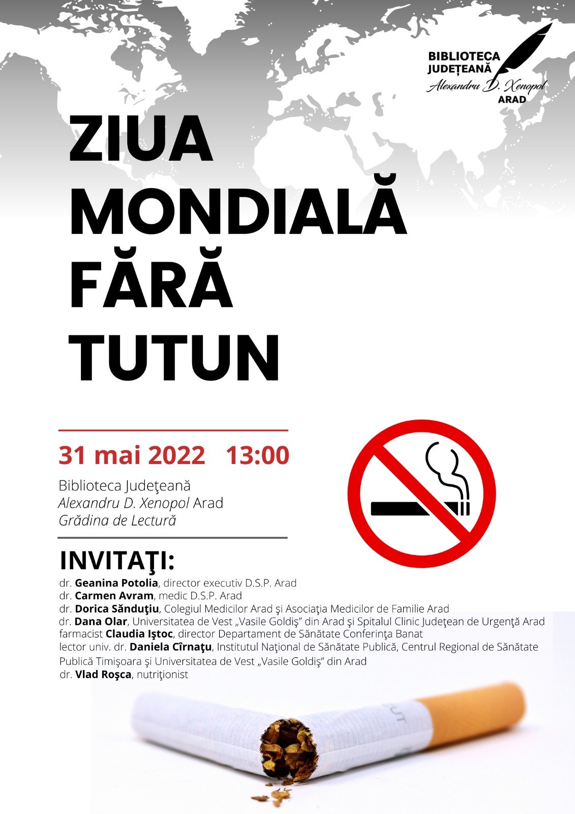 La Bibliotecă, de Ziua Mondială fără Tutun: 31 mai 2022