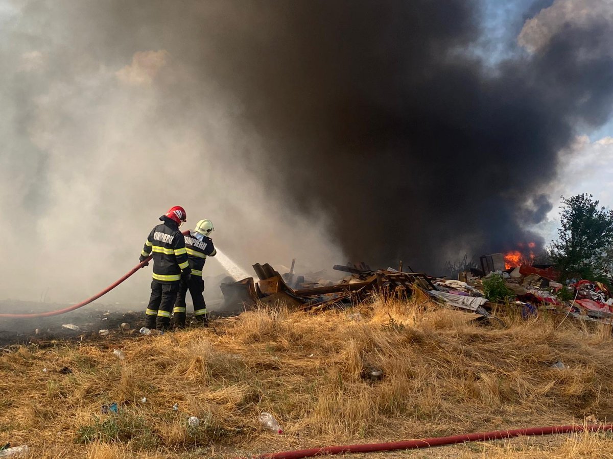 Incendiu de vegetație uscată în municipiul Arad pe str. Pădurii, colț cu str. Barbu Lautaru