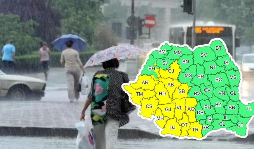 Alerte meteo cod galben de ploi şi vijelii în 15 judeţe. Prognoza meteo actualizată