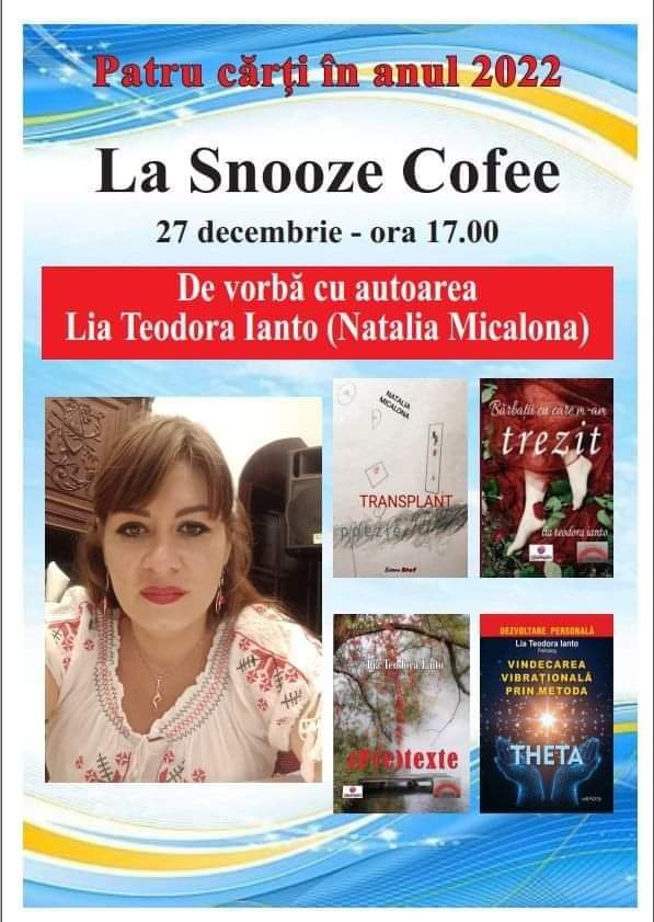 Lia Teodora Ianto lansează o nouă carte, (Pre)texte, la Cafeneaua Snooze