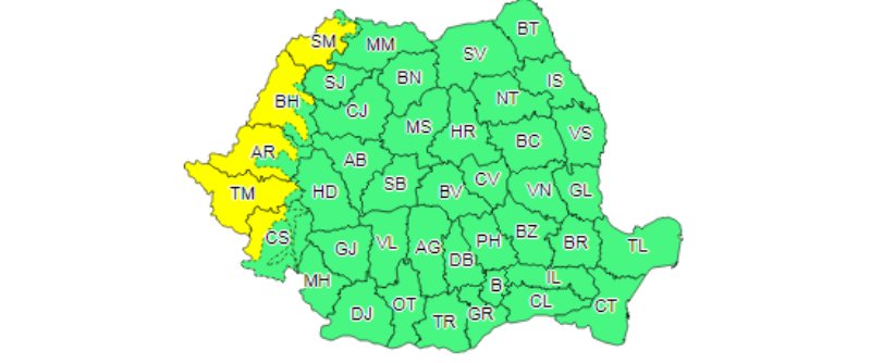 Lapoviță și ninsoare? Cod galben de vreme rea pentru cea mai mare parte a județului