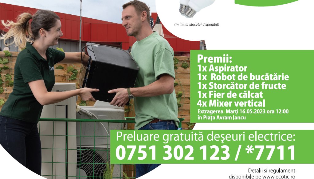 Predă deșeuri electrice și poți câștiga! Campanie de colectare deșeuri electrice în municipiul Arad