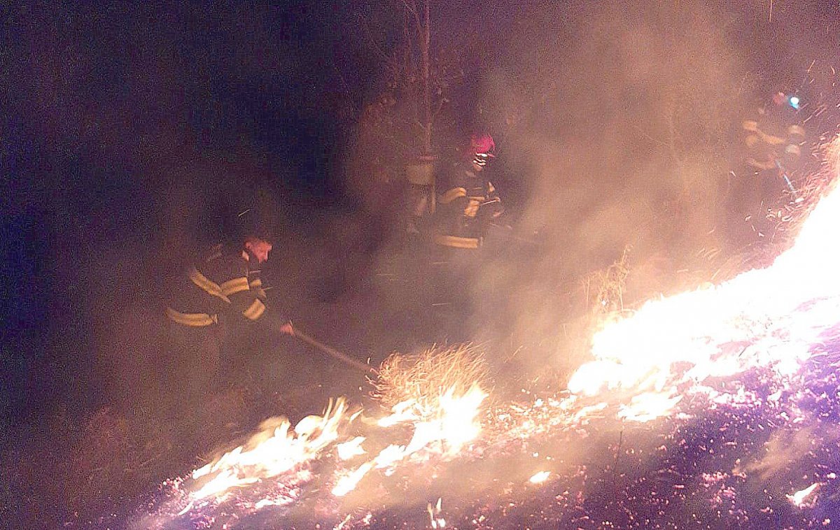 Localizarea și lichidarea unui incendiu izbucnit la vegetație uscată și litieră, în apropierea localității Groșeni