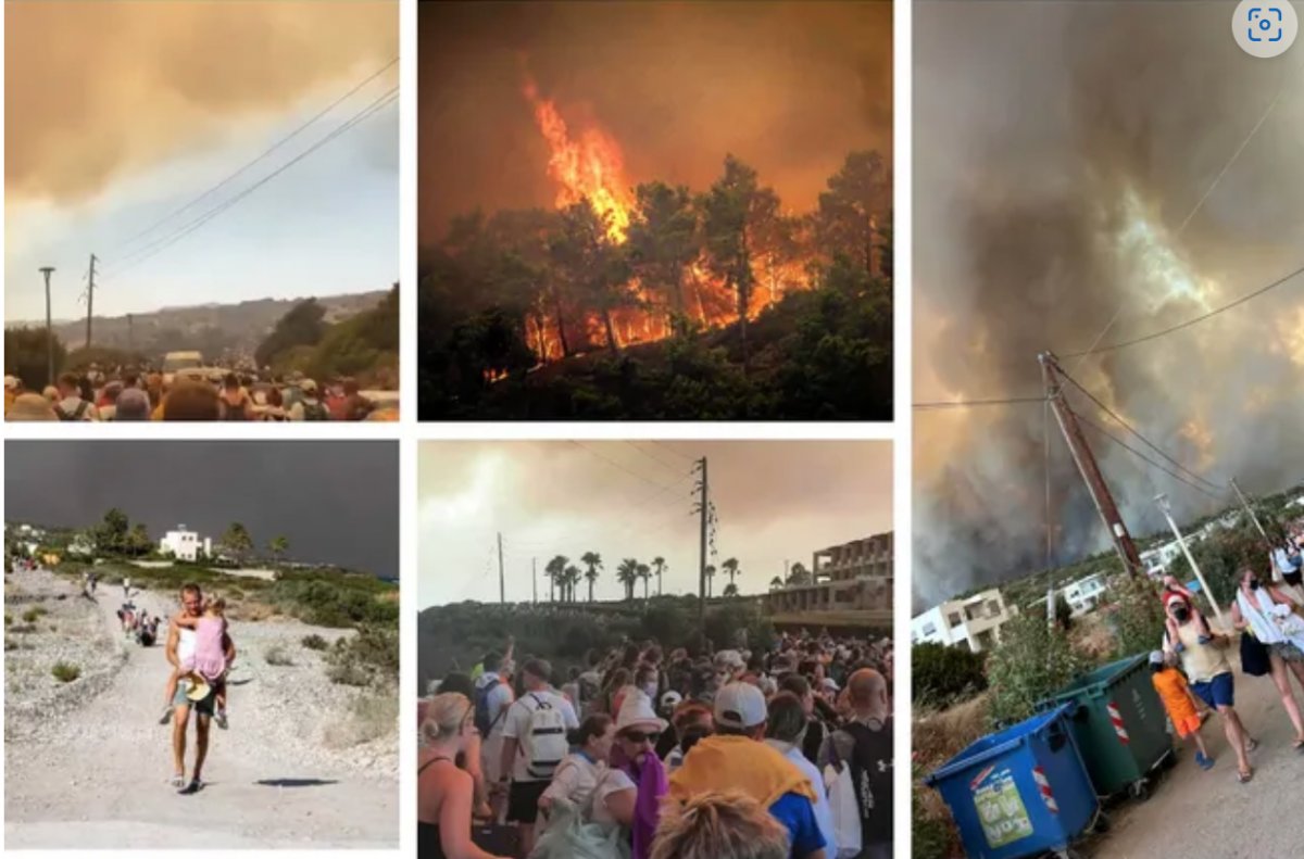 Zeci de români printre miile de turiști evacuați de pe insula Rhodos, cuprinsă de flăcări. Incendii puternice în Grecia