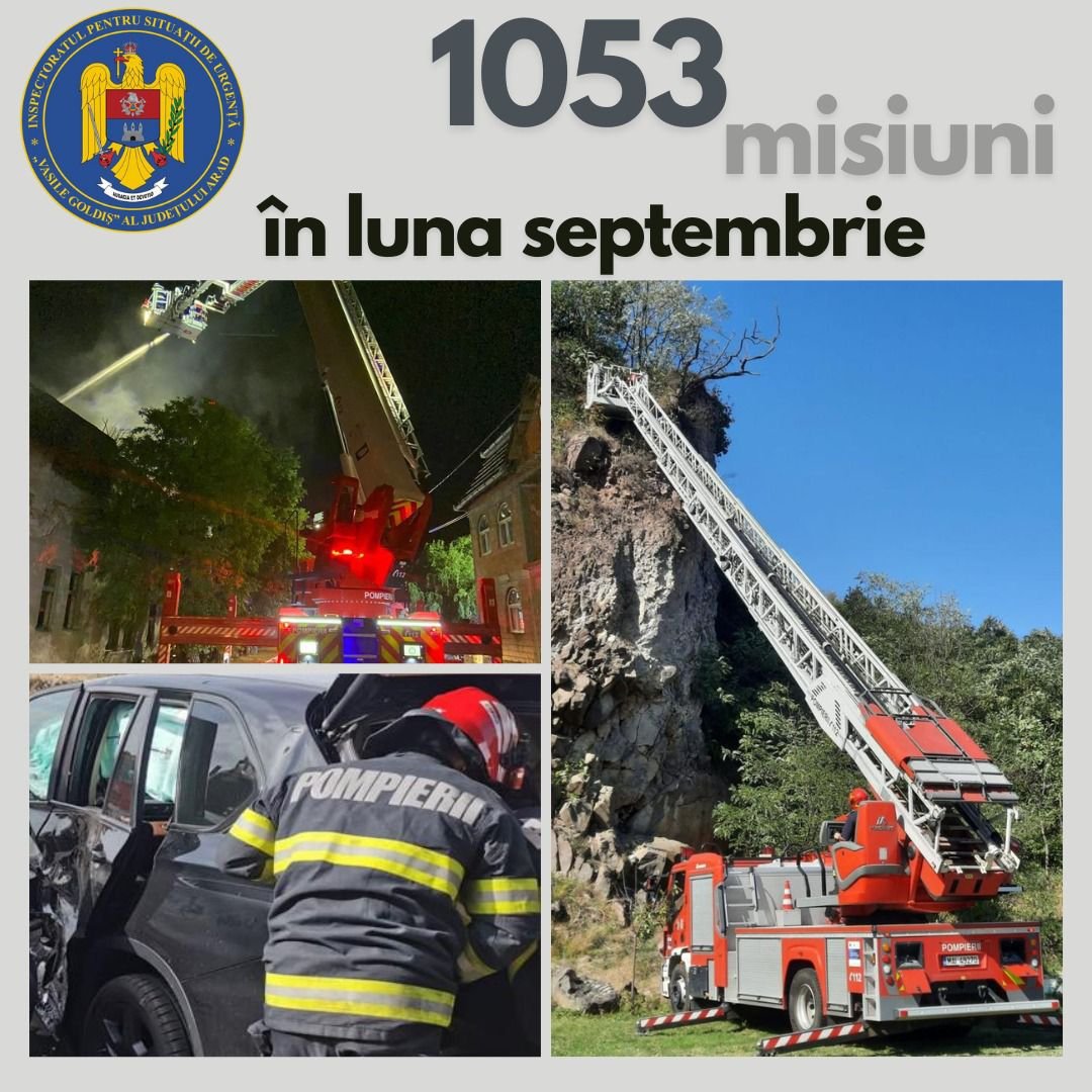 1053 misiuni ale pompierilor militari arădeni în luna septembrie