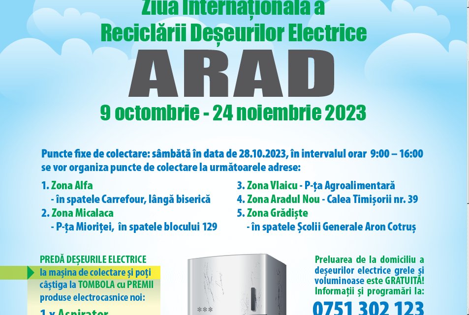 Împreună sărbătorim Ziua Internațională a Reciclării Deșeurilor Electrice în Arad