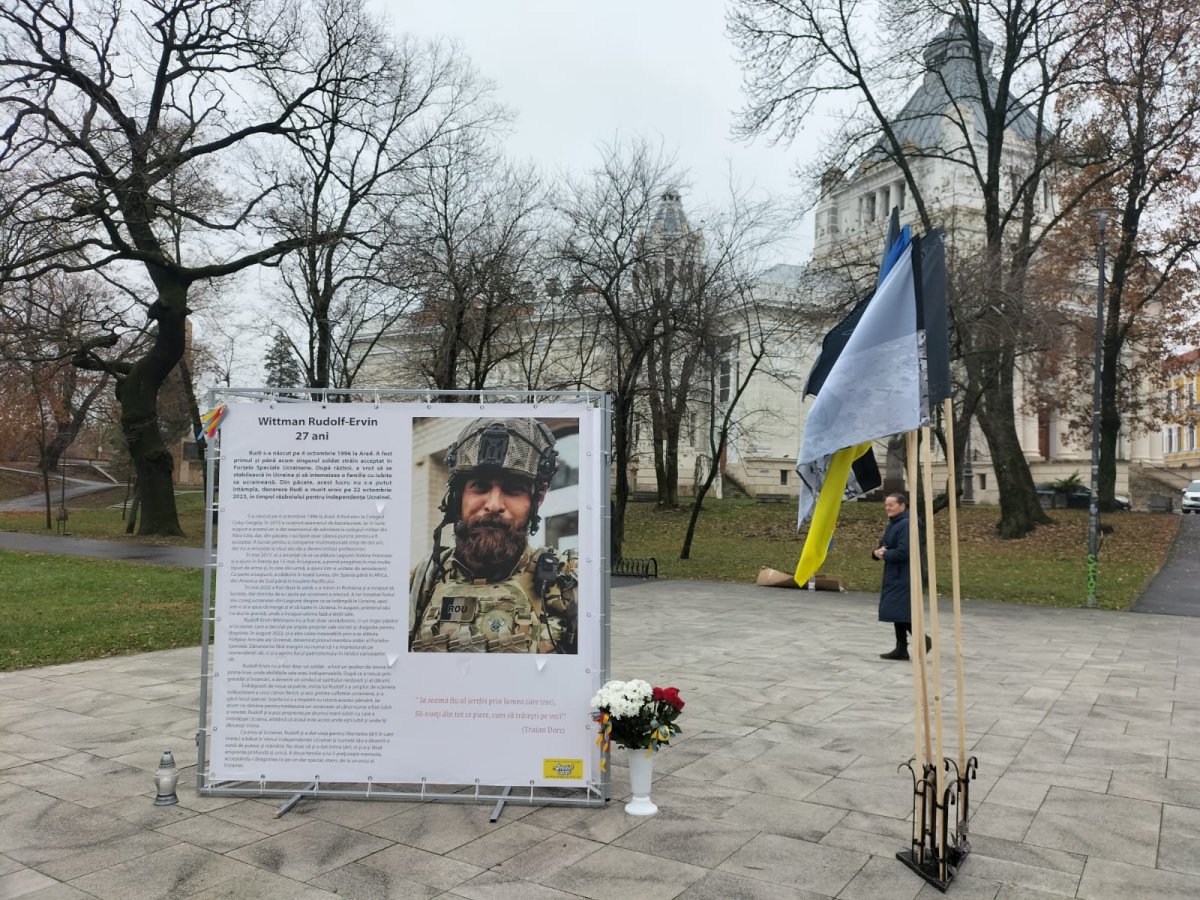 Pentru omagierea lui Rudolf Wittman, arădeanul ucis pe front, au fost amplasate panouri memoriale în Parcul Eminescu (FOTO) 