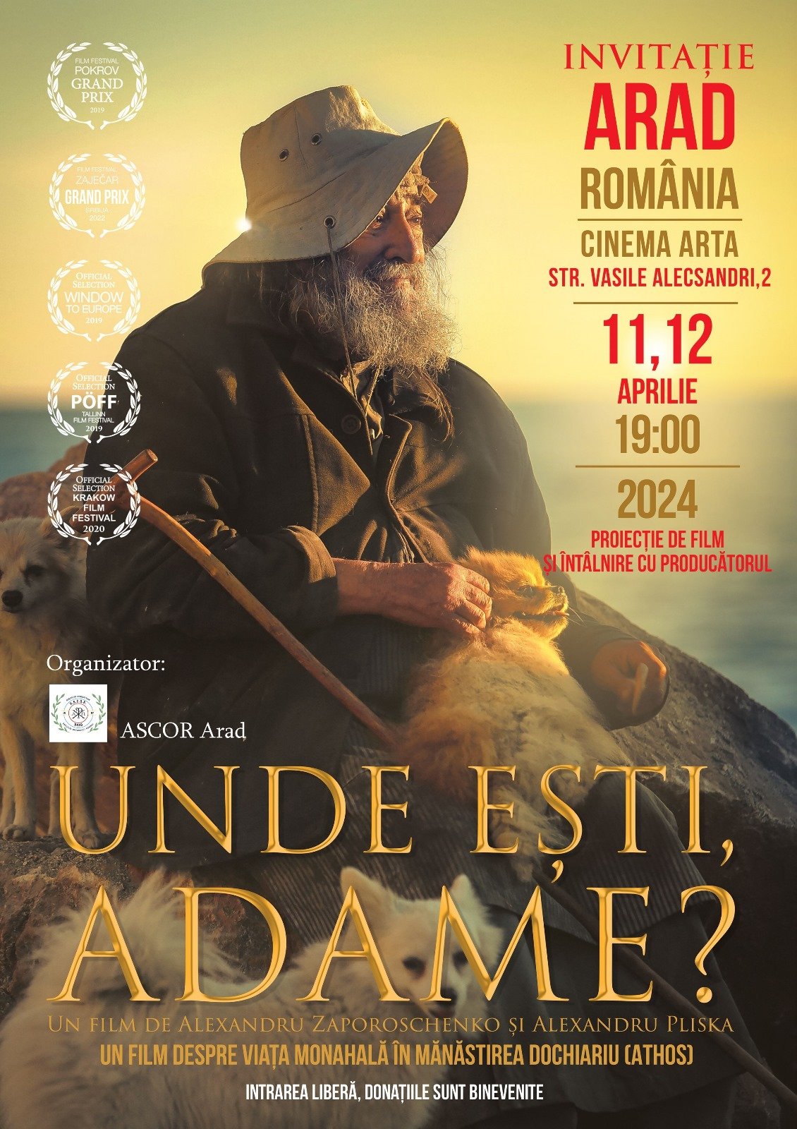 „Unde ești, Adame?“, două proiecții speciale, în prezența producătorului, la Cinematograful „Arta“ din Arad