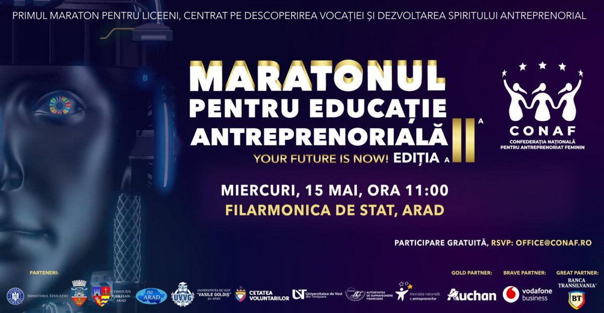 Sucursala Arad a COANF organizează în premieră semifinala „MARATONULUI PENTRU EDUCAȚIE ANTREPRENORIALĂ”
