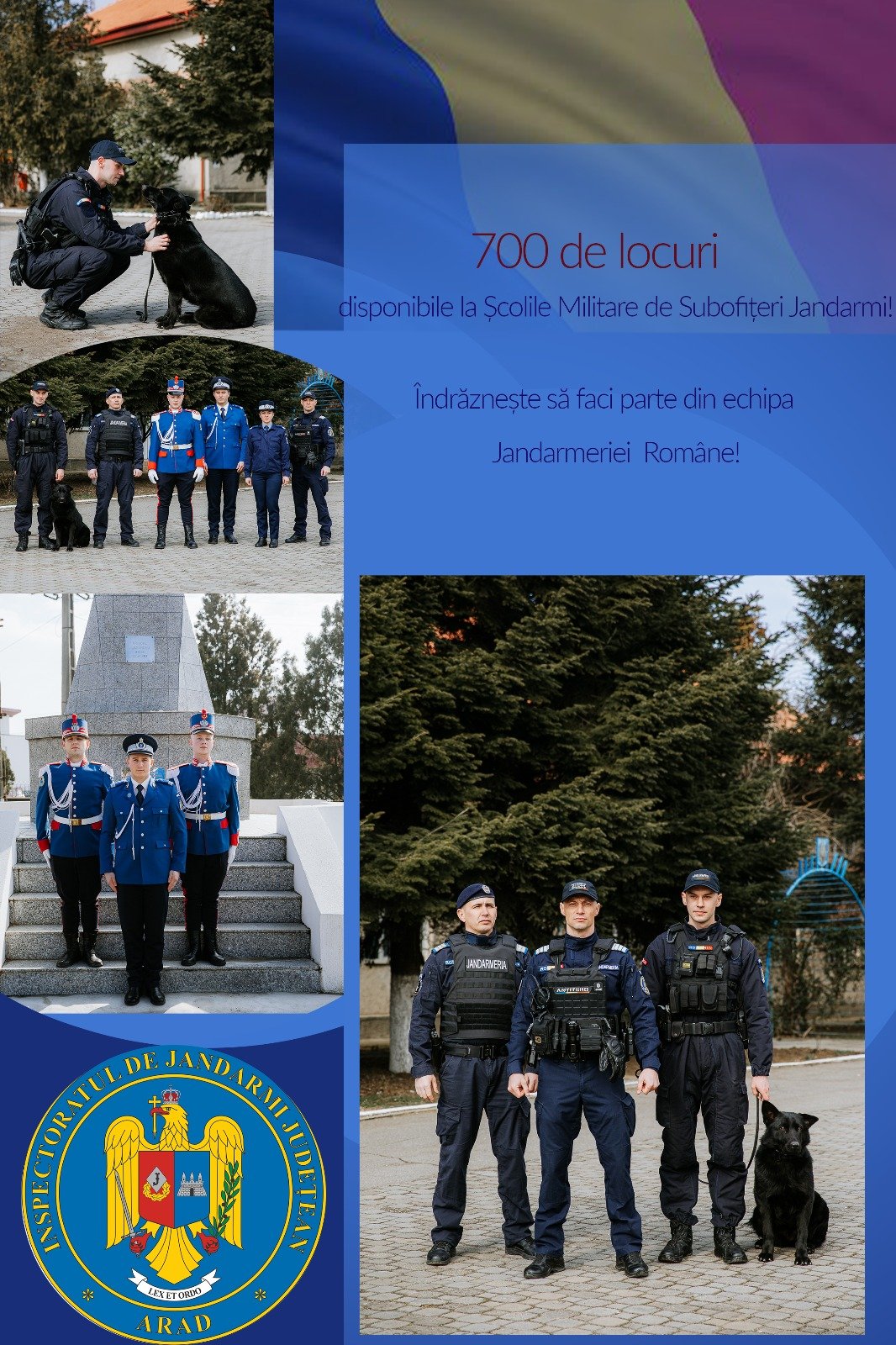 Jandarmeria Arad lansează o nouă campanie de recrutare pentru școlile militare de subofițeri