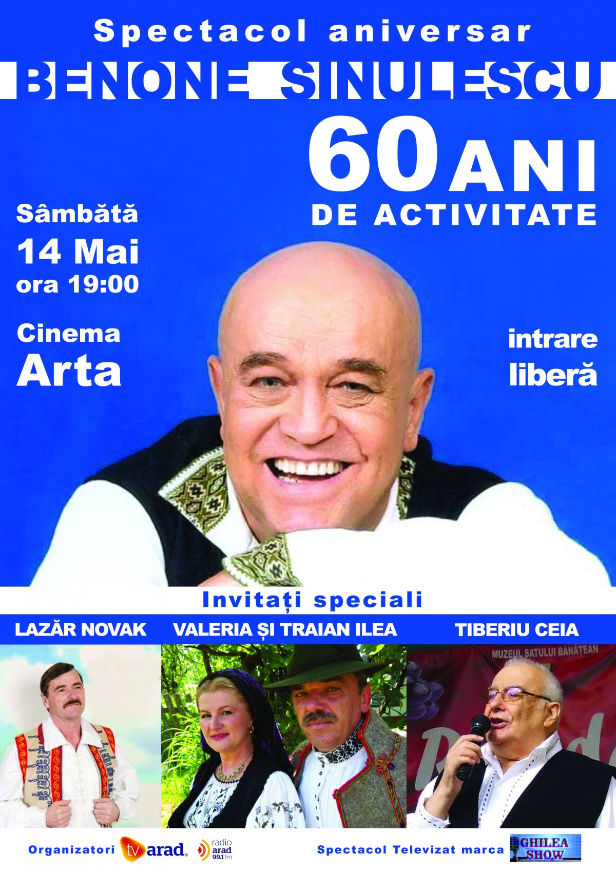 Benone Sinulescu sărbătoreşte 60 de ani de activitate la cinema ARTA. Intrarea este LIBERĂ