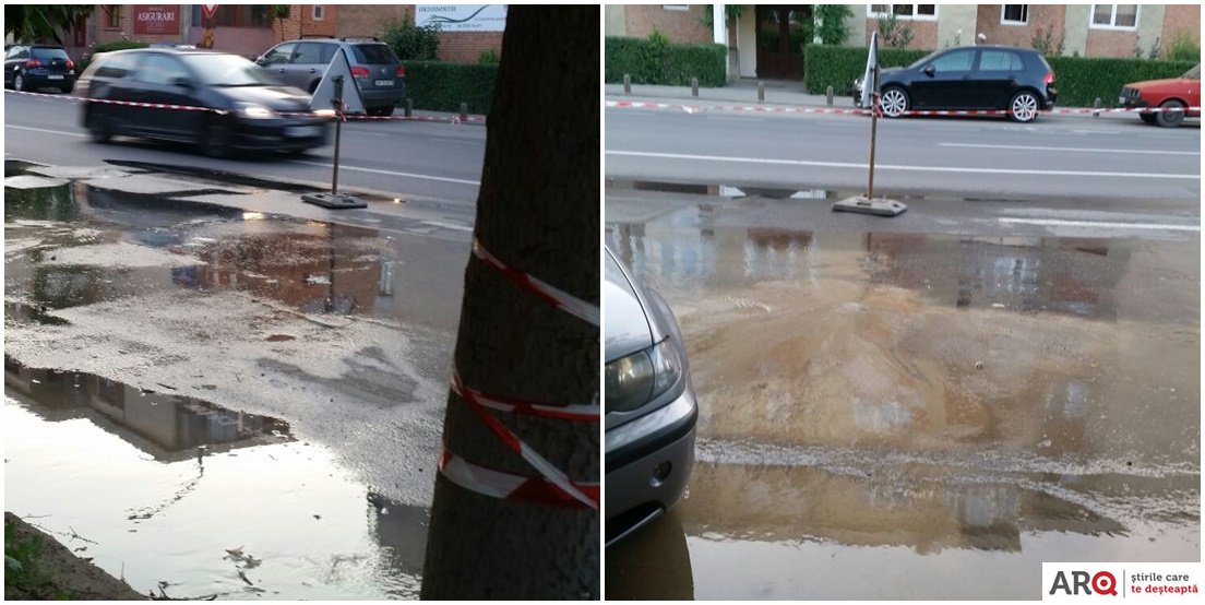 FOTO | O conductă de apă A EXPLODAT pe strada Banu Mărăcine