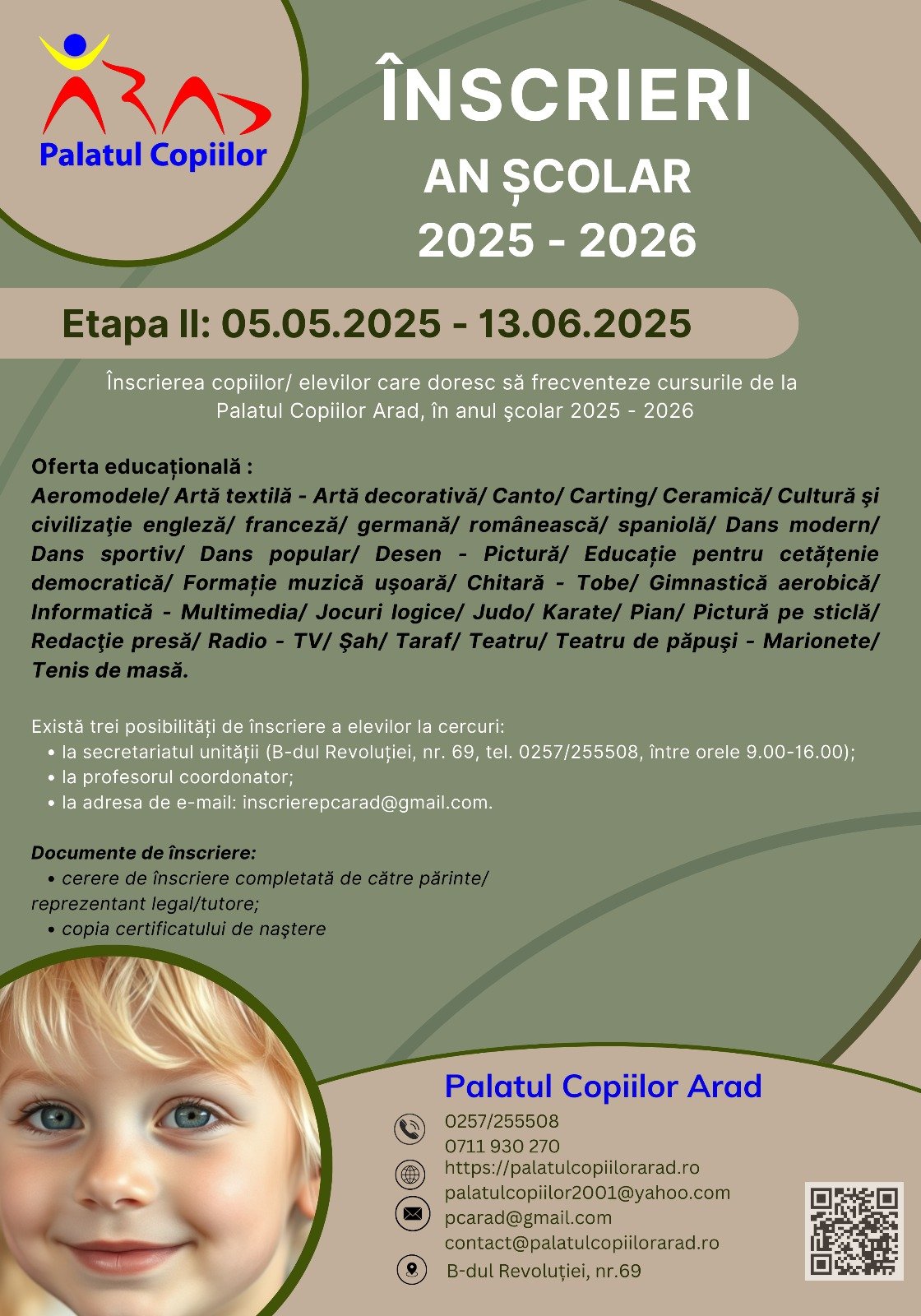 Palatul Copiilor Arad a dat start înscrierilor pentru anul școlar 2025 - 2026