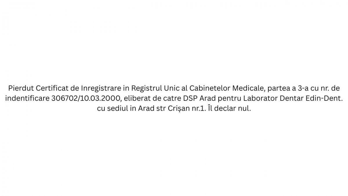 Anunț Pierdere