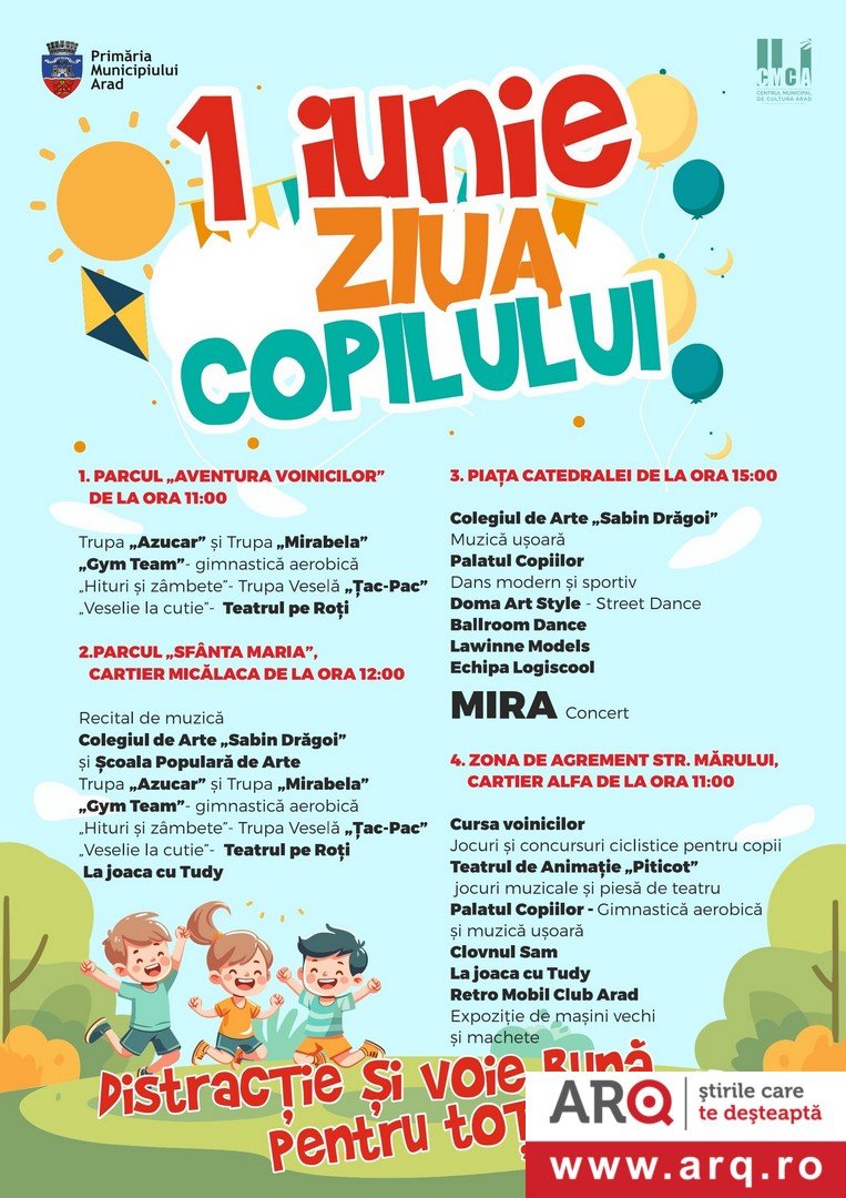 Festivalul copilăriei“, de 1 iunie la Arad - Program