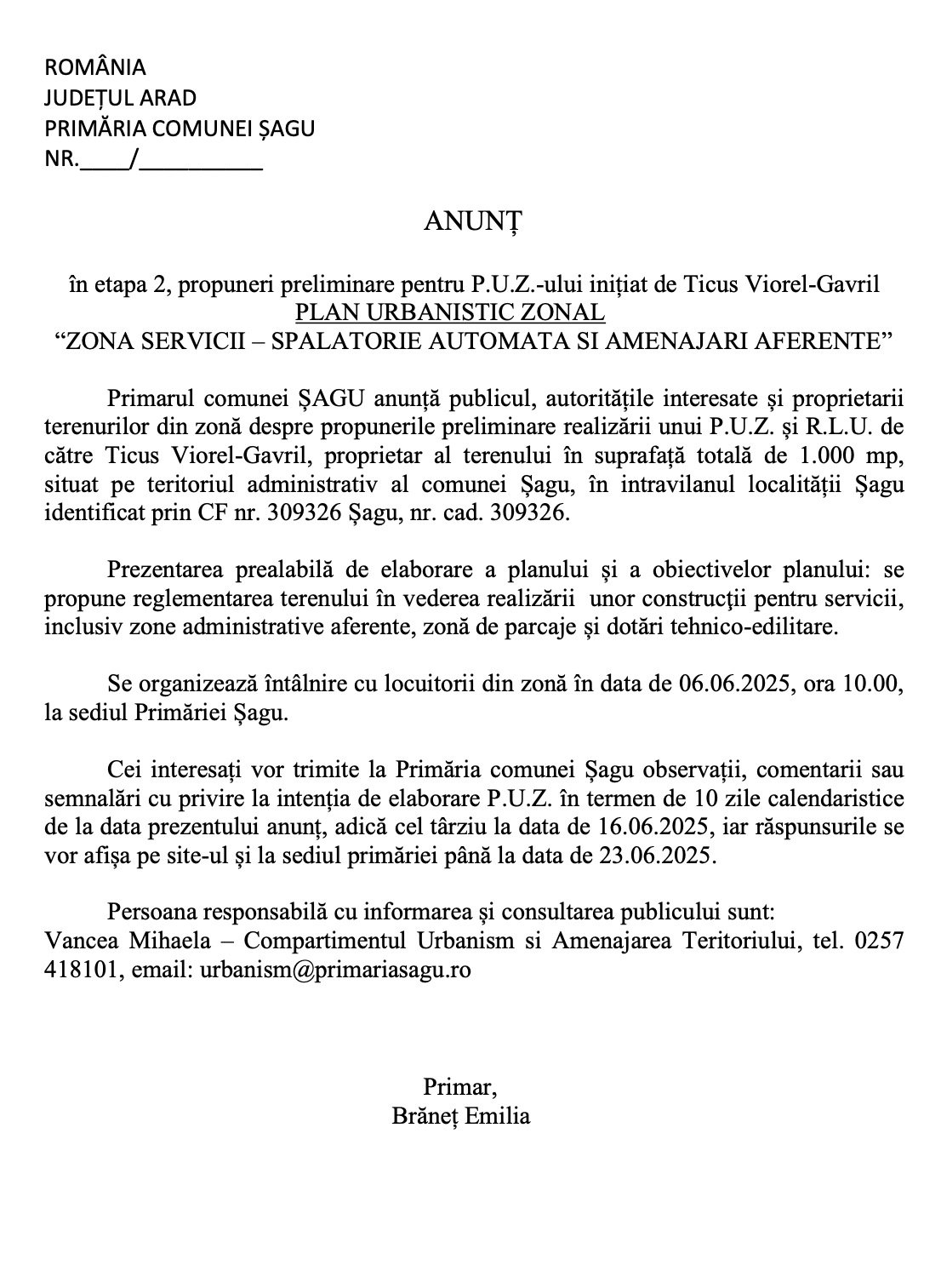 ANUNȚ