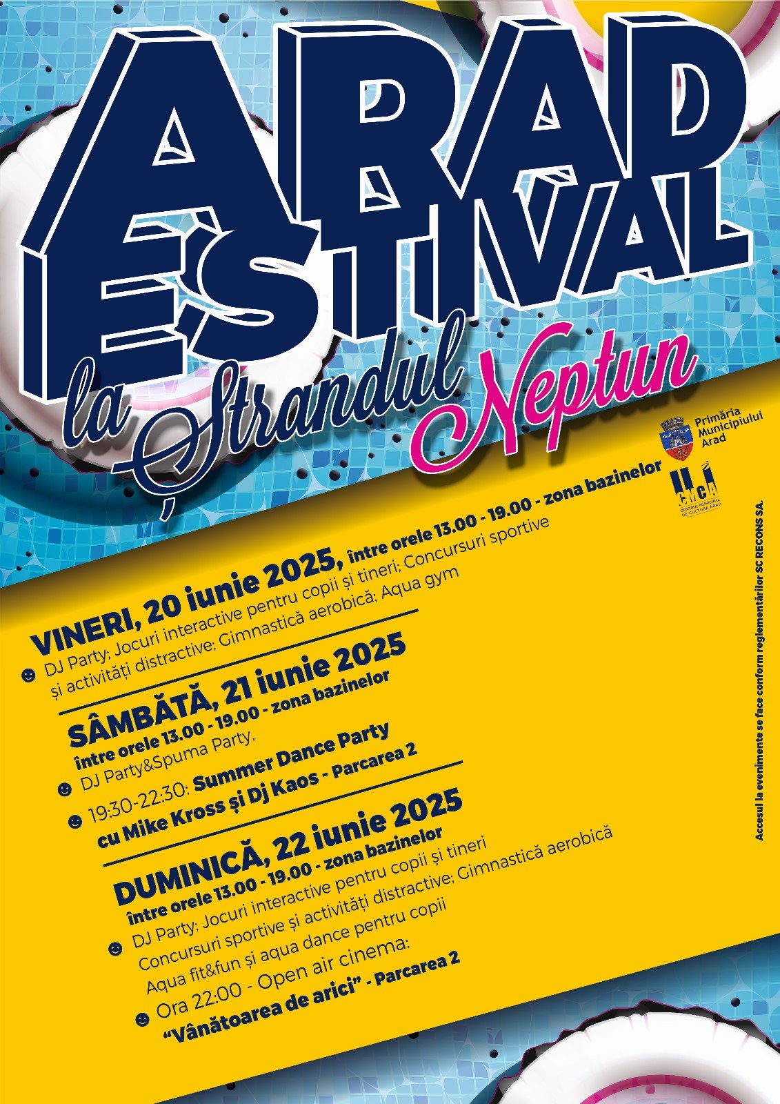„Arad Estival“. Spuma&DJ Party, distracție la bazine și Open Air Cinema, la Ștrandul Neptun