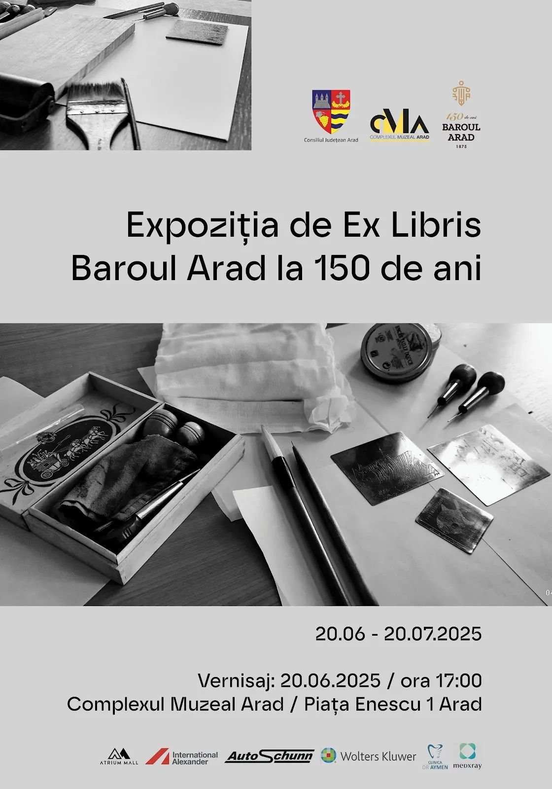 Baroul Arad celebrează 150 de ani printr-o expoziție de ex libris la Palatul Cultural