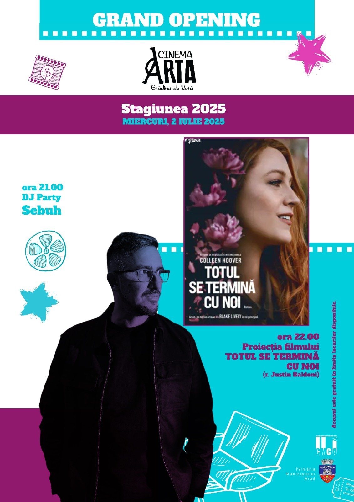 „Totul se termină cu noi“ și muzică din filme cu DJ Sebuh, la deschiderea grădinii de vară a Cinema Arta
