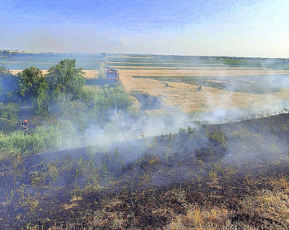 Intervenții ale pompierilor militari arădeni pentru stingerea incendiilor de vegetație uscată și culturi agricole