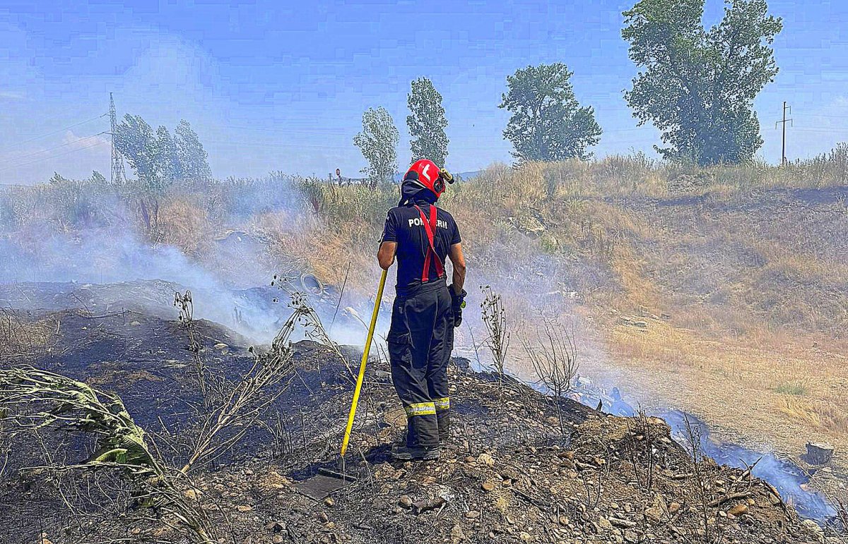 Incendiu de vegetație uscată între localitățile Horia și Siria