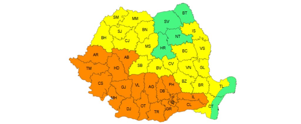 Cod portocaliu de caniculă în județ