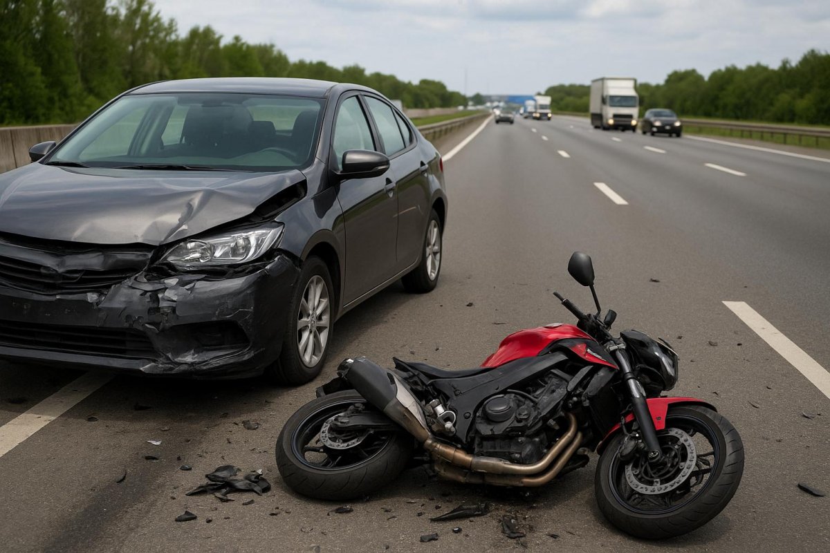 Accident pe Autostrada A1 între un autoturism și o motocicletă