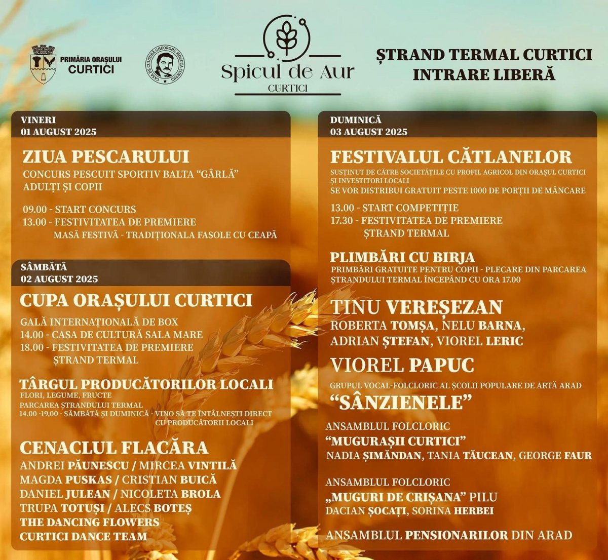 Trei zile de sărbătoare la Curtici! Ziua Pescarului, box, folclor și tradiții la „Spicul de Aur”