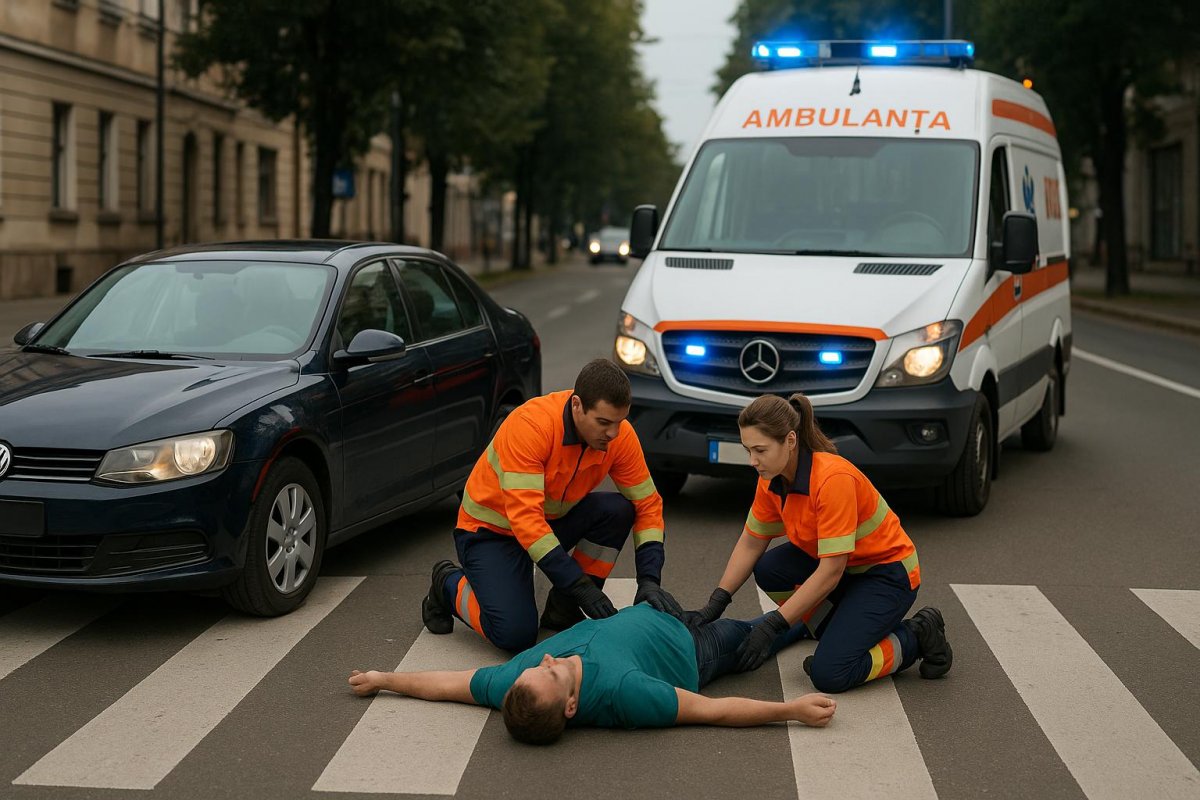 Pieton lovit de autoturism pe Calea Zimandului