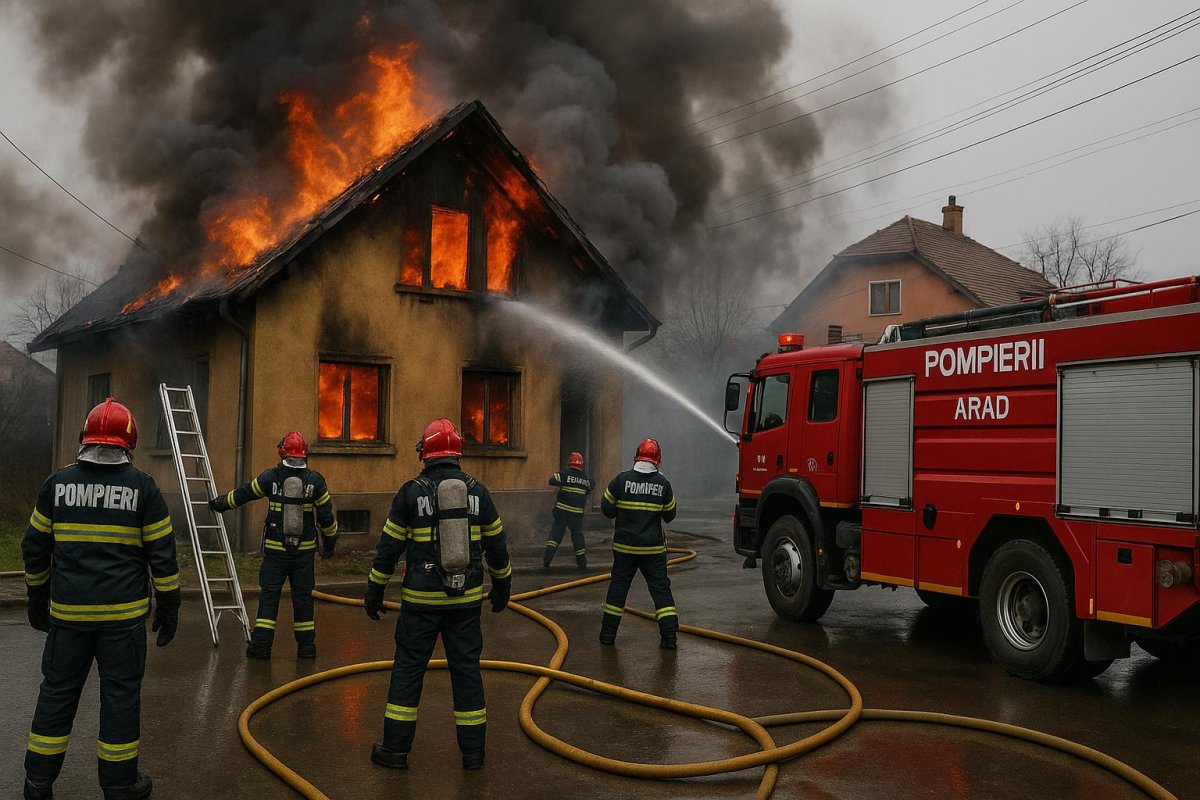 Incendiu la o casă particulară din Arad pe strada Sever Bocu