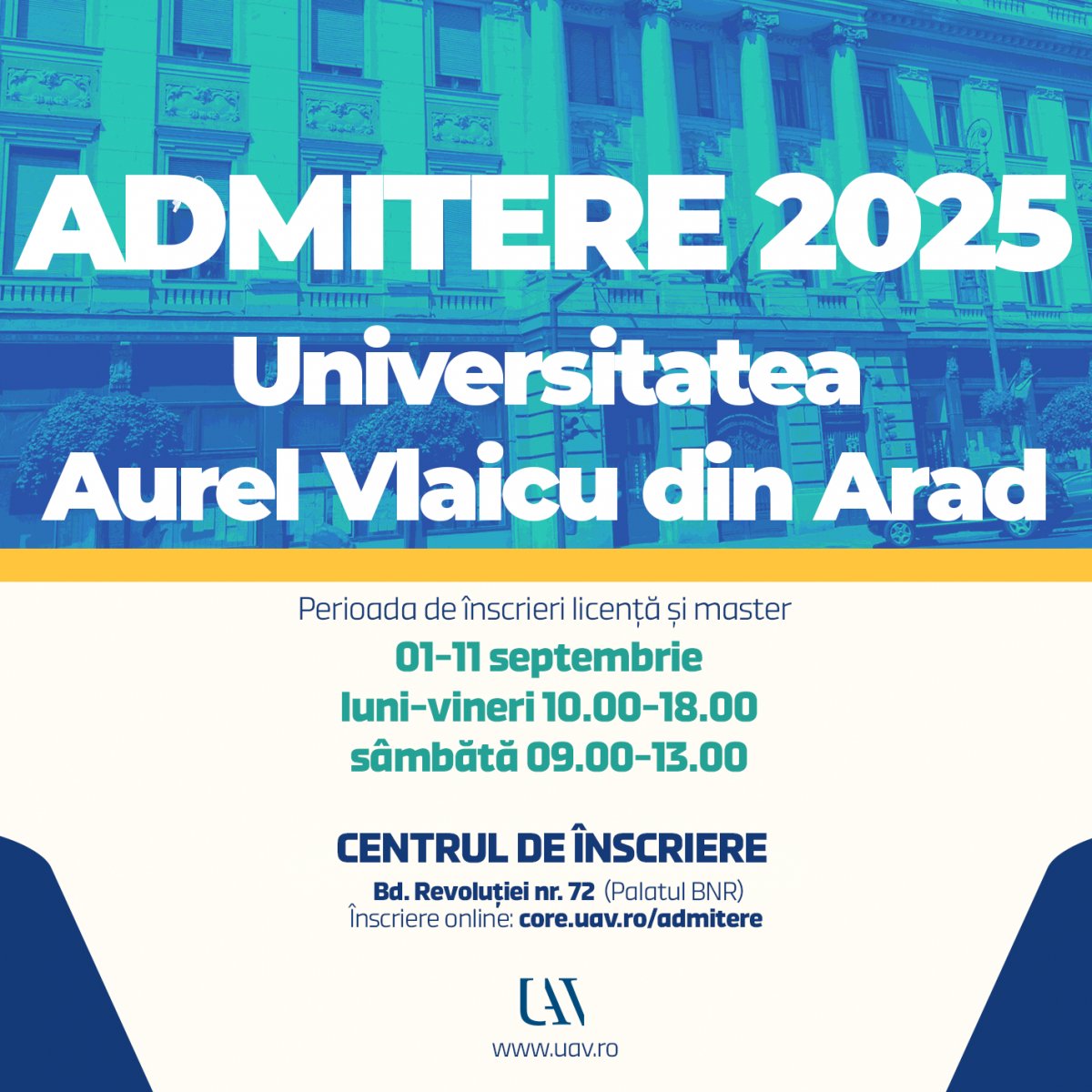 A început admiterea la Universitatea „Aurel Vlaicu” din Arad!