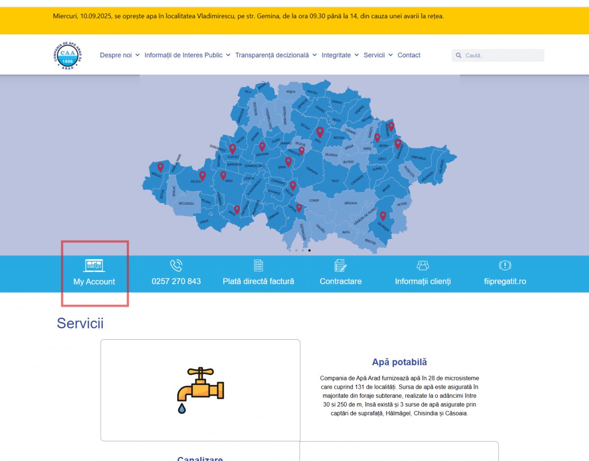 Compania de Apă Arad lansează platforma MyAccount