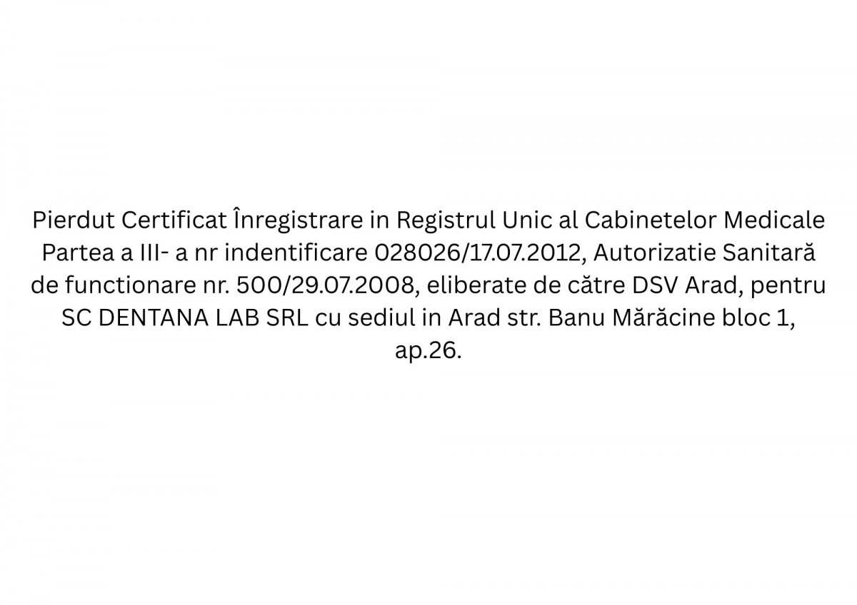 Anunt Pierdere