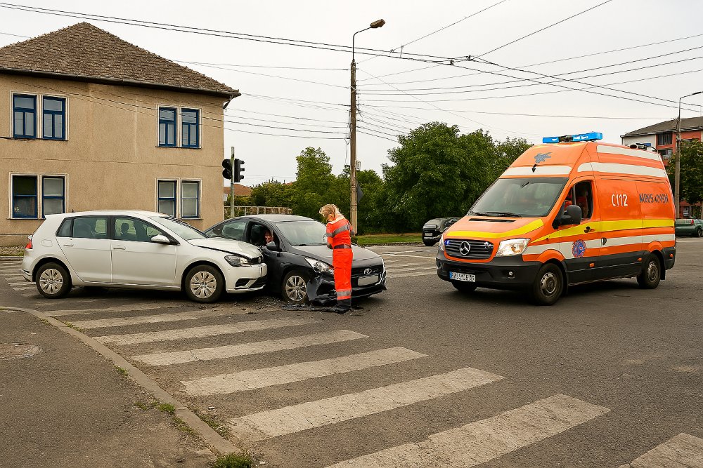 Tamponare între două mașini în municipiu: o femeie a fost rănită