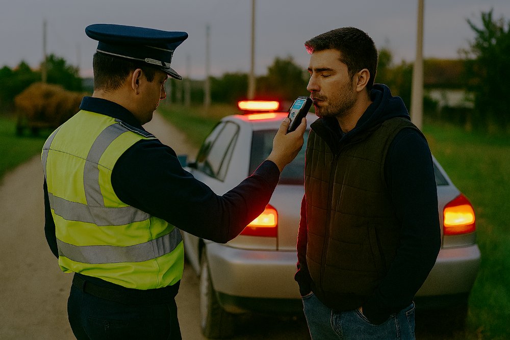 Plimbare fără permis și cu „aromă de weekend”: tânăr din Mărăuș prins la volan cu alcool în el și mult curaj