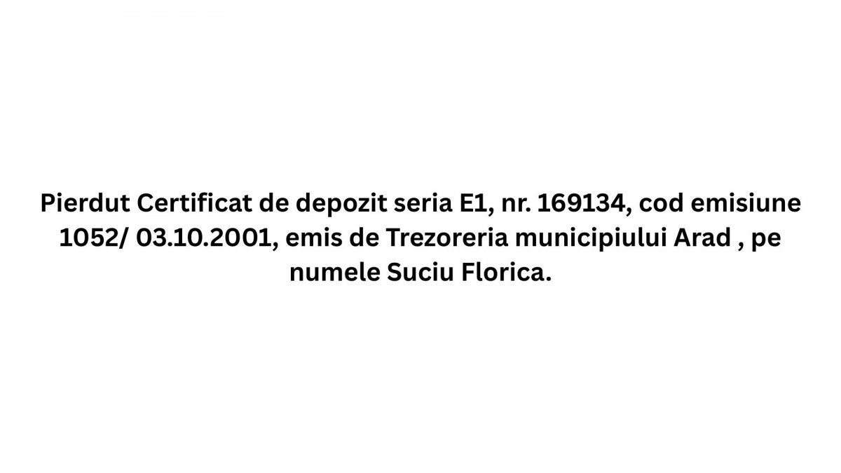 Anunț Pierdere