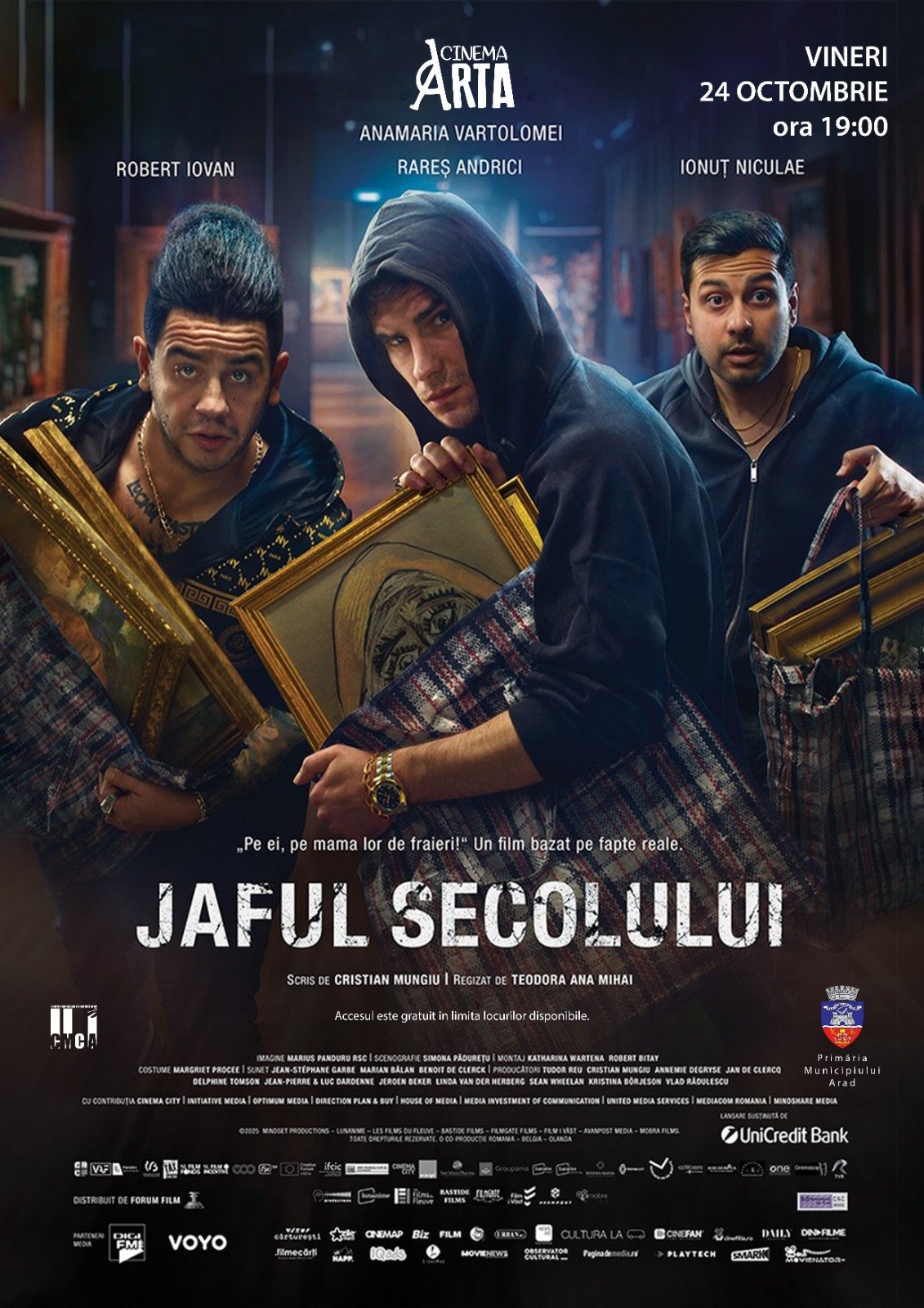Filmul „Jaful Secolului“, propunerea României la Oscar 2026, la Cinematograful „Arta“ din Arad
