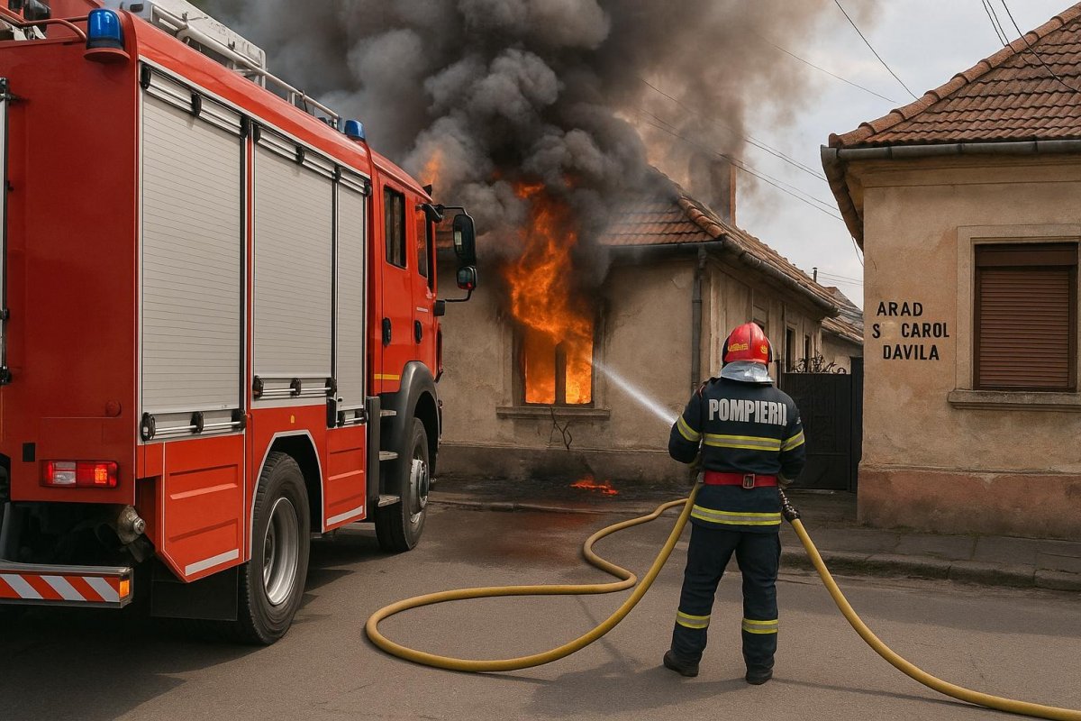  Incendiu izbucnit la o casă de pe strada Carol Davila