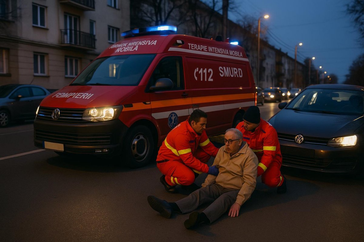 Bărbat de 79 de ani lovit de autoturism pe str. Mărășești